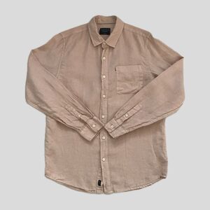 Academy Brand Pastel Pink Long Sleeve The Hampton Linen Shirt, Men's Size M